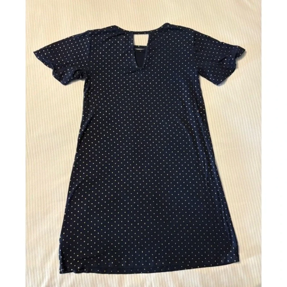 Old Navy girls size 8 stretchy jersey dress, navy blue with gold stars